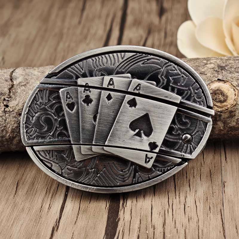 Maliben Cowboy Belt Buckle — Oval Metal with Hidden EDC Tool