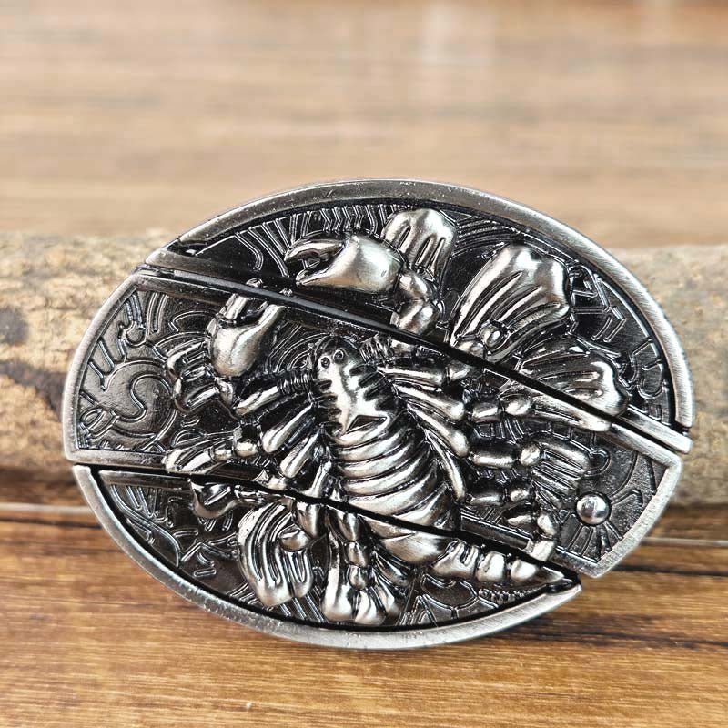 Maliben Cowboy Belt Buckle — Oval Metal with Hidden EDC Tool
