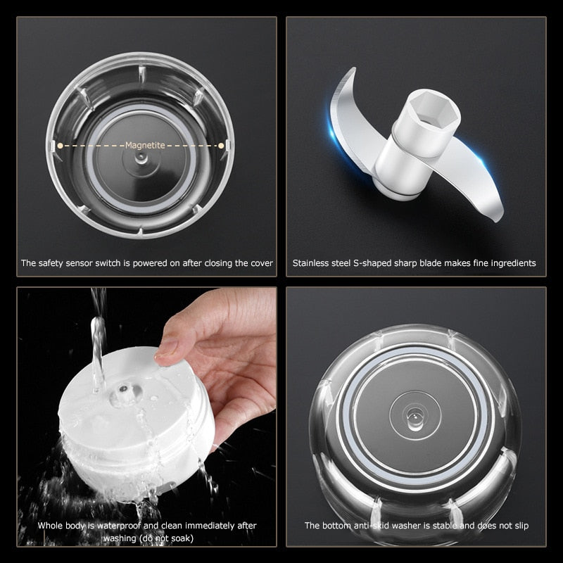Maliben | Zerklix Electric Mini Chopper | Compact & Rechargeable | Bpa-Free & Stainless Steel Blades | 150 Ml