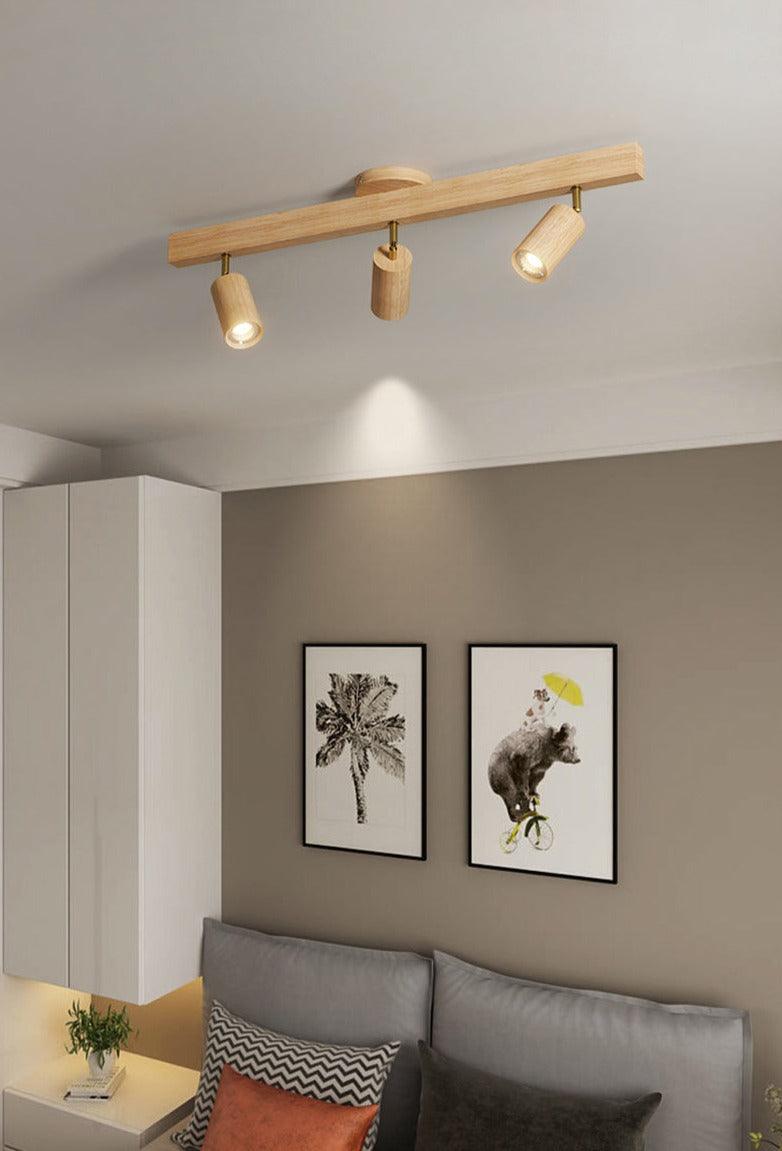 Maliben | Adjustable Wooden Ceiling Lamp Minimalist Solid Wood