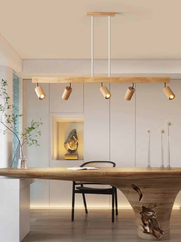 Maliben | Adjustable Wooden Ceiling Lamp Minimalist Solid Wood