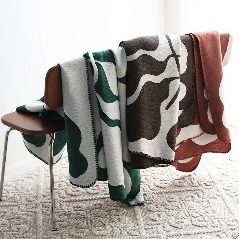 Maliben Modern, Abstract Throw Blanket in Bohemian Style – Nordic Style Blanket,...