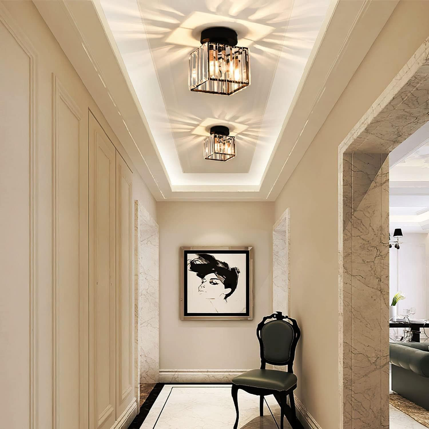 Maliben | Modern Crystal Ceiling Light - Crystalglow