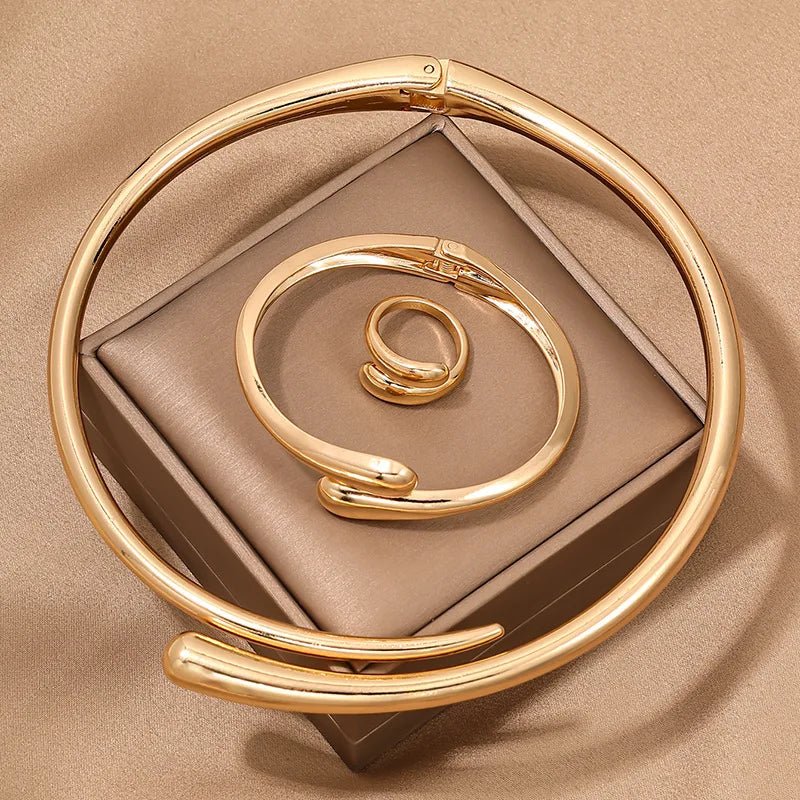 Maliben | Modern Wrap Choker Necklace, Bracelet, Ring Set