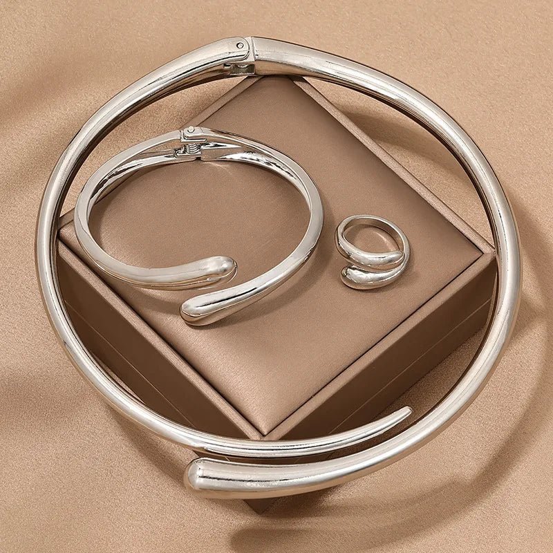 Maliben | Modern Wrap Choker Necklace, Bracelet, Ring Set