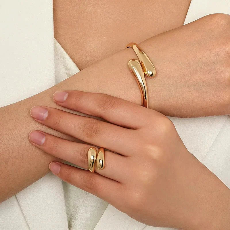 Maliben | Modern Wrap Choker Necklace, Bracelet, Ring Set