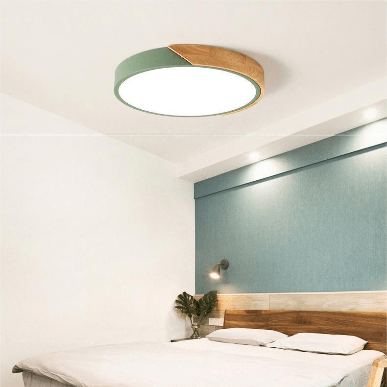 Maliben | Nordic Wood Led Ceiling Light – Macaron Design, 23–30cm