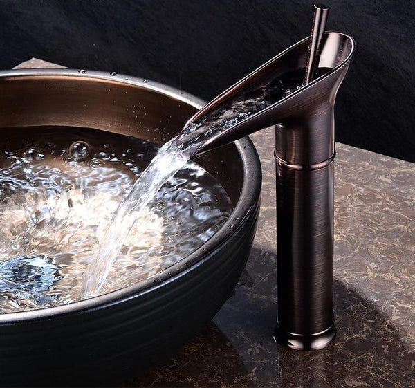 Maliben | Waterfall Antique Faucet Bathroom Sink Faucet Brass Sink Mixers