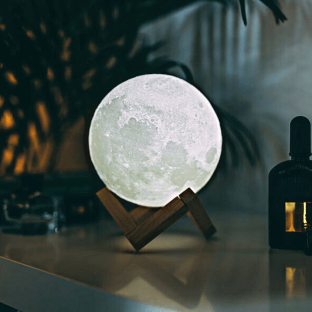 Maliben | Magical Moon Lamp - With Wireless Touch Control And Wooden Stand
