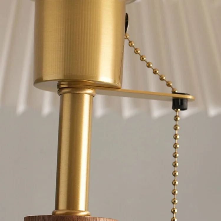 Maliben | Elegant Vintage Woodly Table Lamp - Table Lamp With Pleated Design