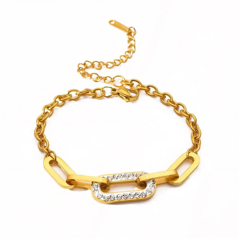 Maliben | Paperclip Diamond Accented Bracelet