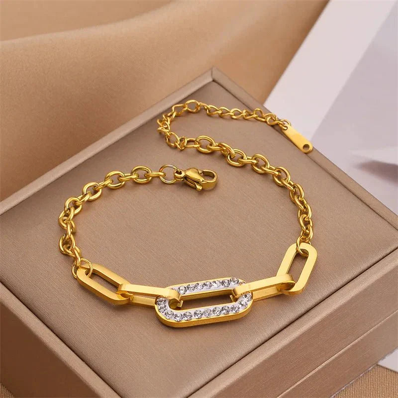 Maliben | Paperclip Diamond Accented Bracelet
