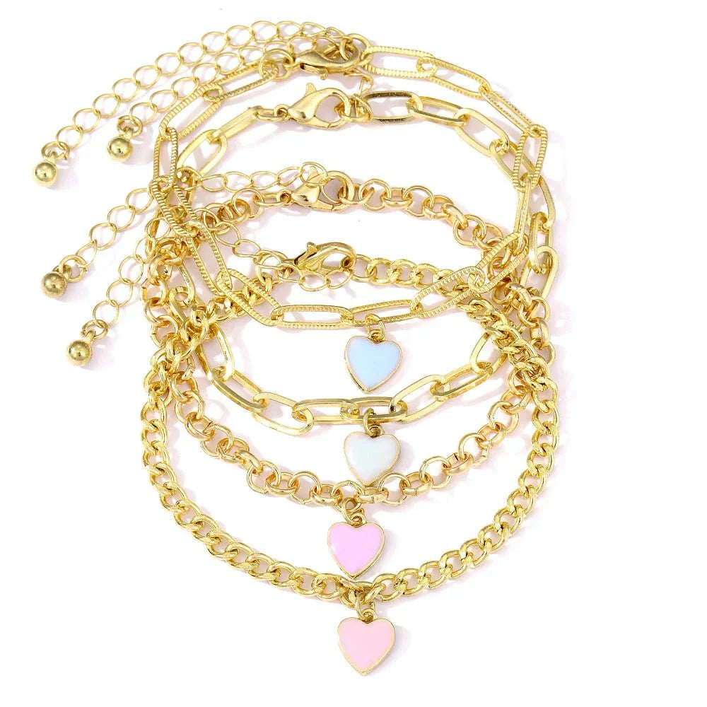 Maliben | Pastel Heart Bracelet Stack