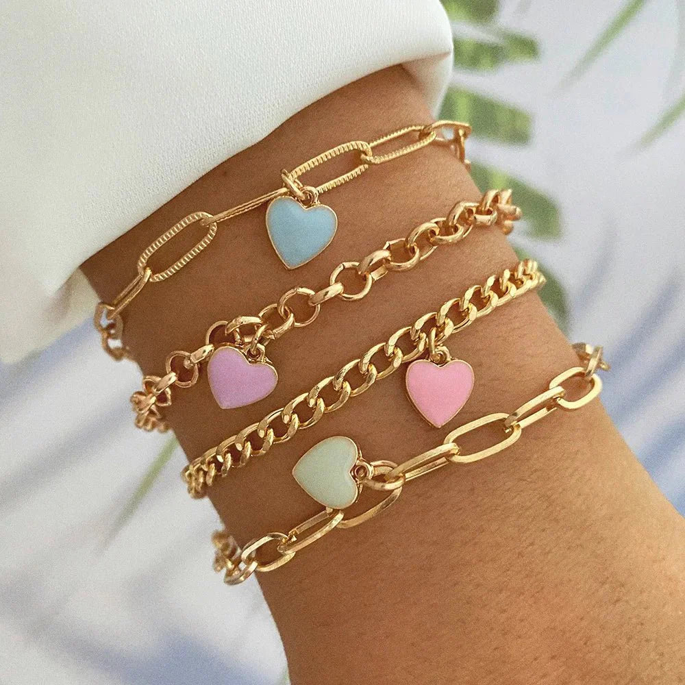Maliben | Pastel Heart Bracelet Stack