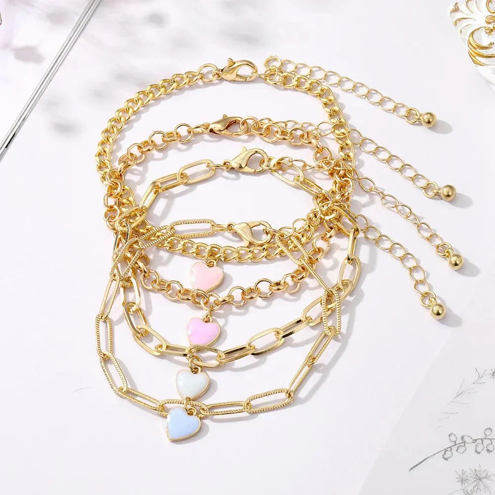 Maliben | Pastel Heart Bracelet Stack