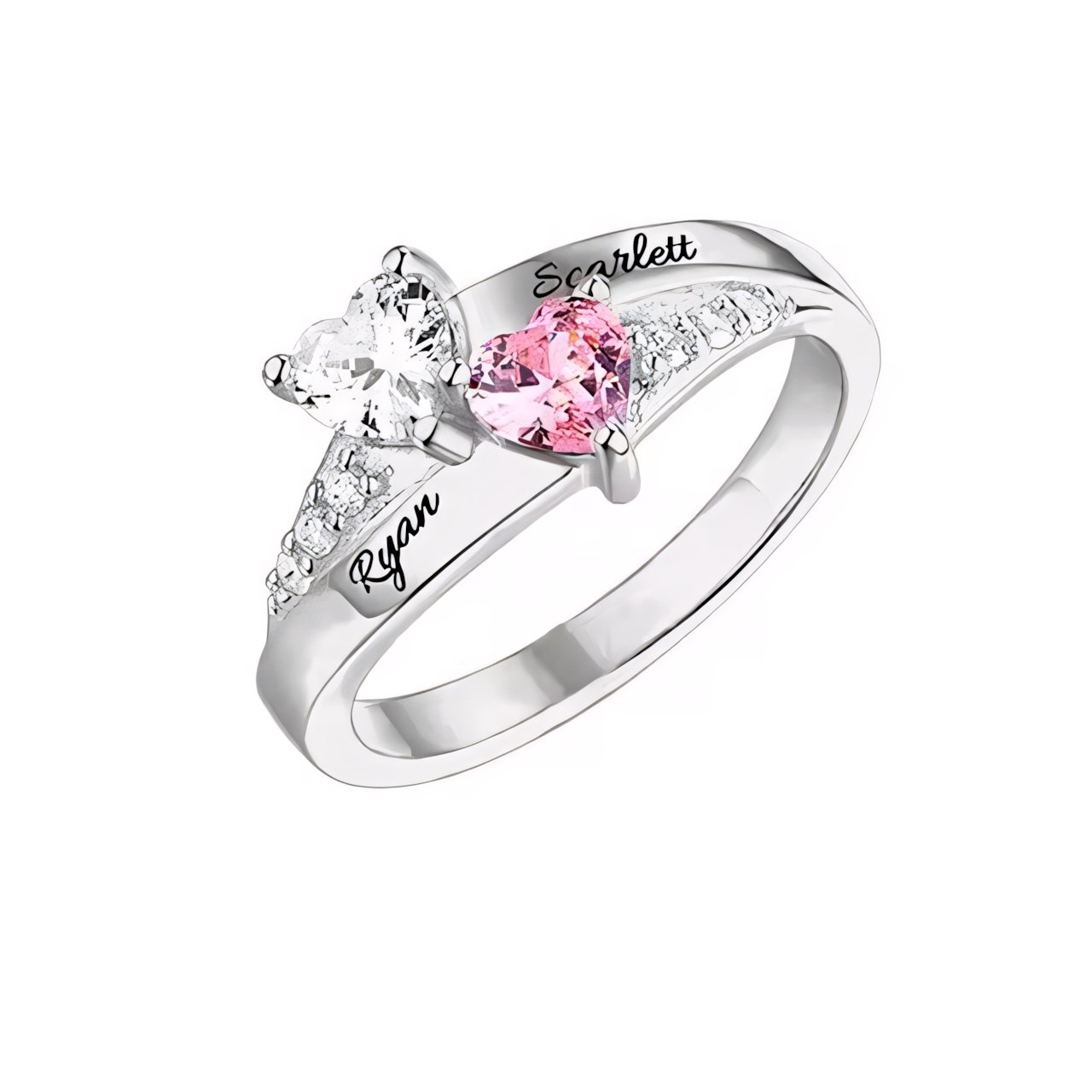 Maliben | Personalized Diamond Heart Name & Birthstone Ring