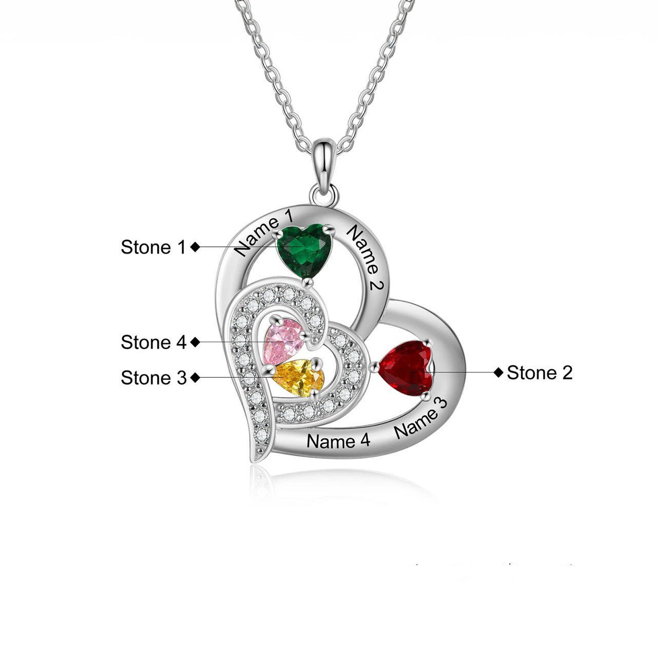 Maliben | Personalized Name & Birthstone Heart Necklace