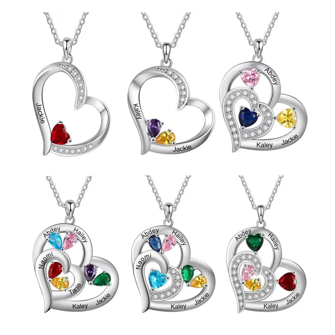 Maliben | Personalized Name & Birthstone Heart Necklace