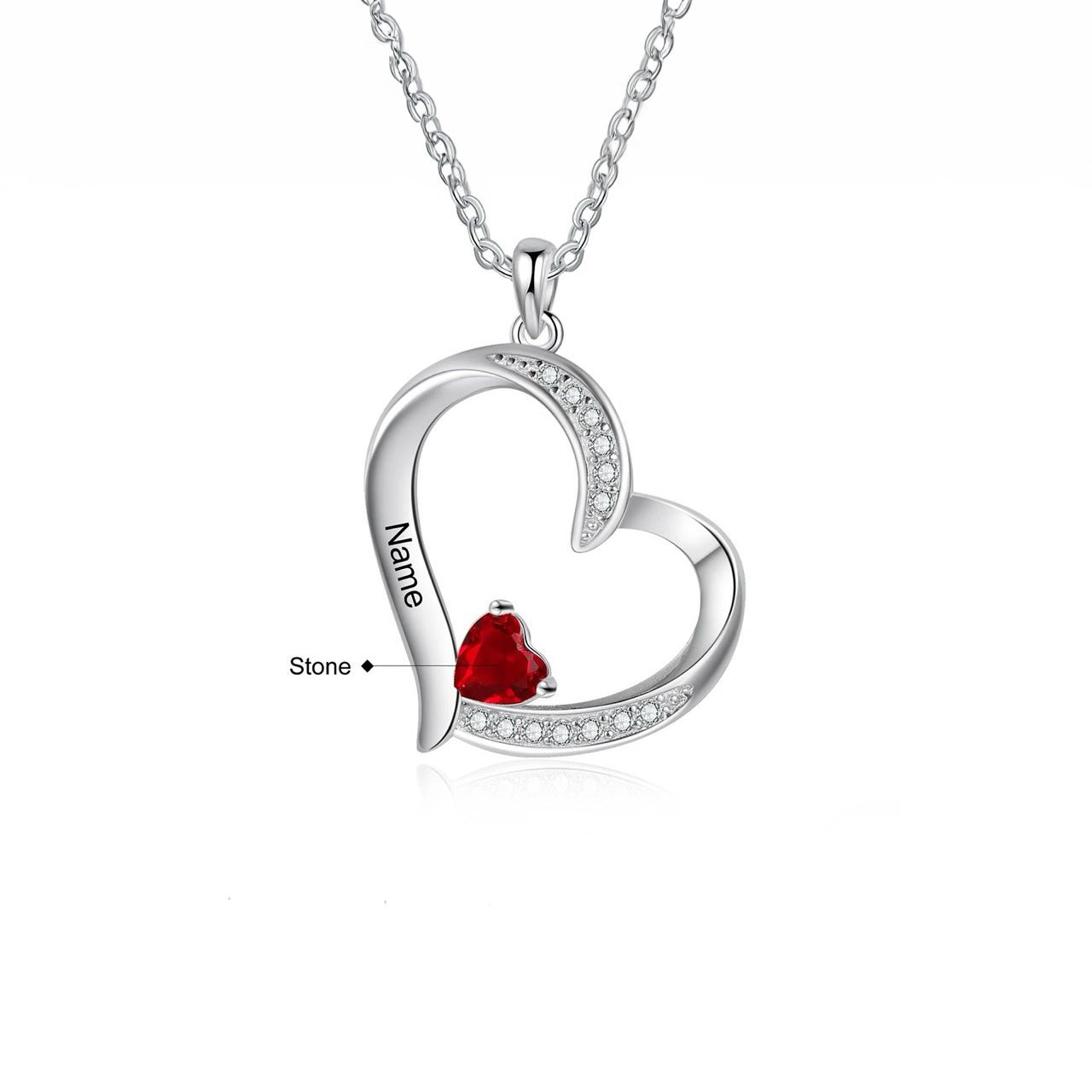 Maliben | Personalized Name & Birthstone Heart Necklace