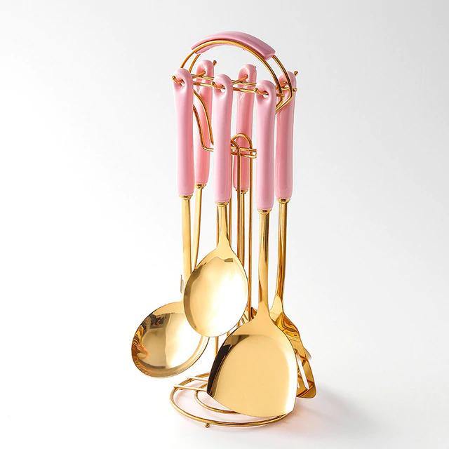 Maliben | Golden Kitchen Utensils with Stand
