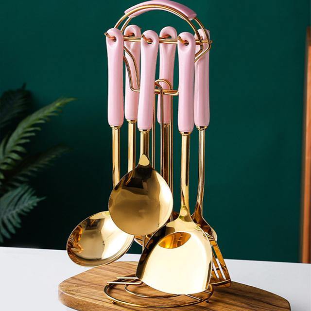 Maliben | Golden Kitchen Utensils with Stand