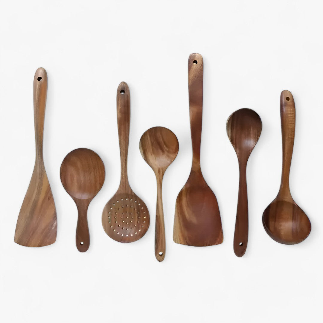 Maliben | Luxury Wooden Kitchen Utensil Set - For Elegant Cooking Experience