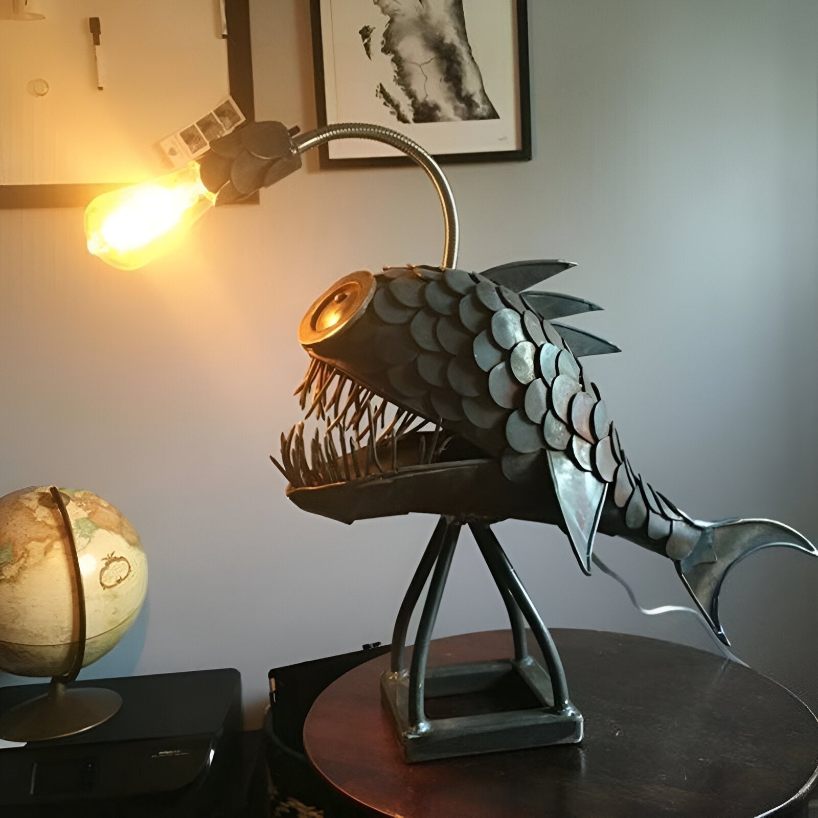 Maliben Steampunk Angler Fish Lamp – Cool & Unusual Floor Lamp for Your Home