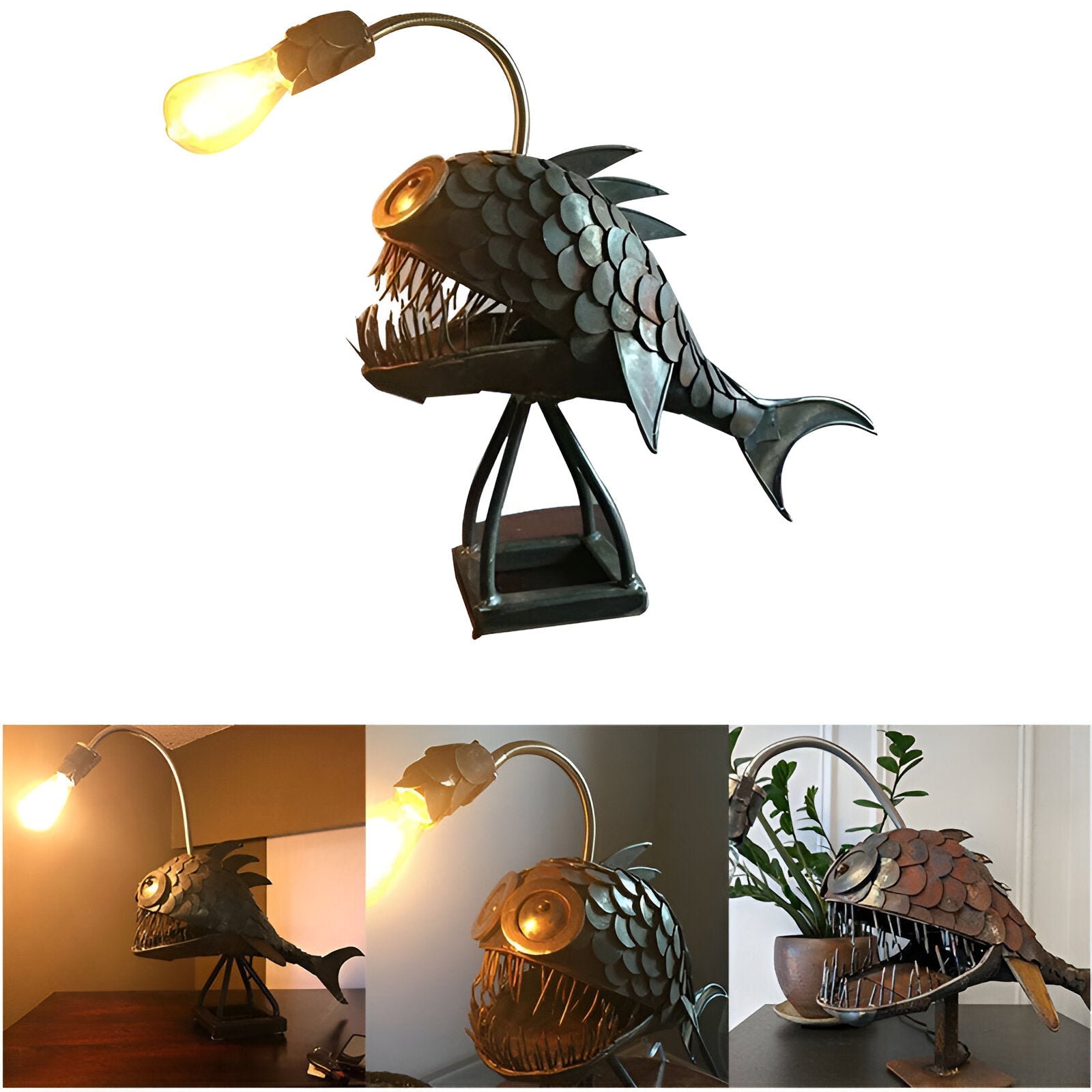 Maliben Steampunk Angler Fish Lamp – Cool & Unusual Floor Lamp for Your Home