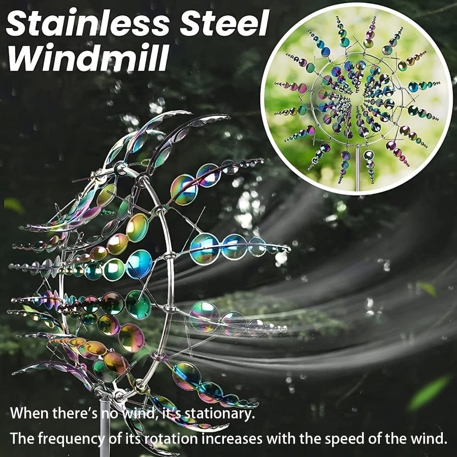 Maliben | 1 Piece Magical Metal Windmill, 3D Metal Outdoor Wind Chime for Yard and Garden, Unique Metal Kinetic Wind Sculptures & Wind Chime, Wind Catcher Metal Outdoor Lawn Terrace Decoration Wind Sculpture
