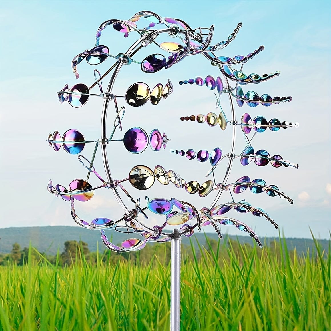 Maliben | 1 Piece Magical Metal Windmill, 3D Metal Outdoor Wind Chime for Yard and Garden, Unique Metal Kinetic Wind Sculptures & Wind Chime, Wind Catcher Metal Outdoor Lawn Terrace Decoration Wind Sculpture