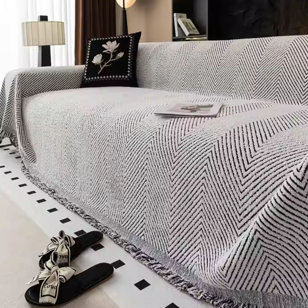 Maliben | CUSHVIVE – Herringbone Sofa Cover with Splash Protection and Non-Slip Design