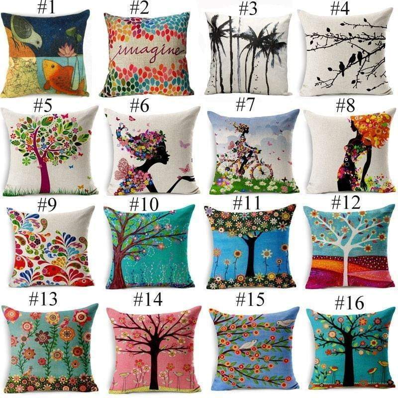 Maliben | Floral Animal Tree Of Life Bird Back Home Decorative Throw Pillow Cover