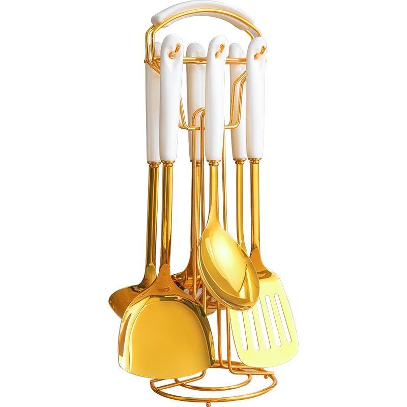 Maliben | Golden Kitchen Utensils with Stand