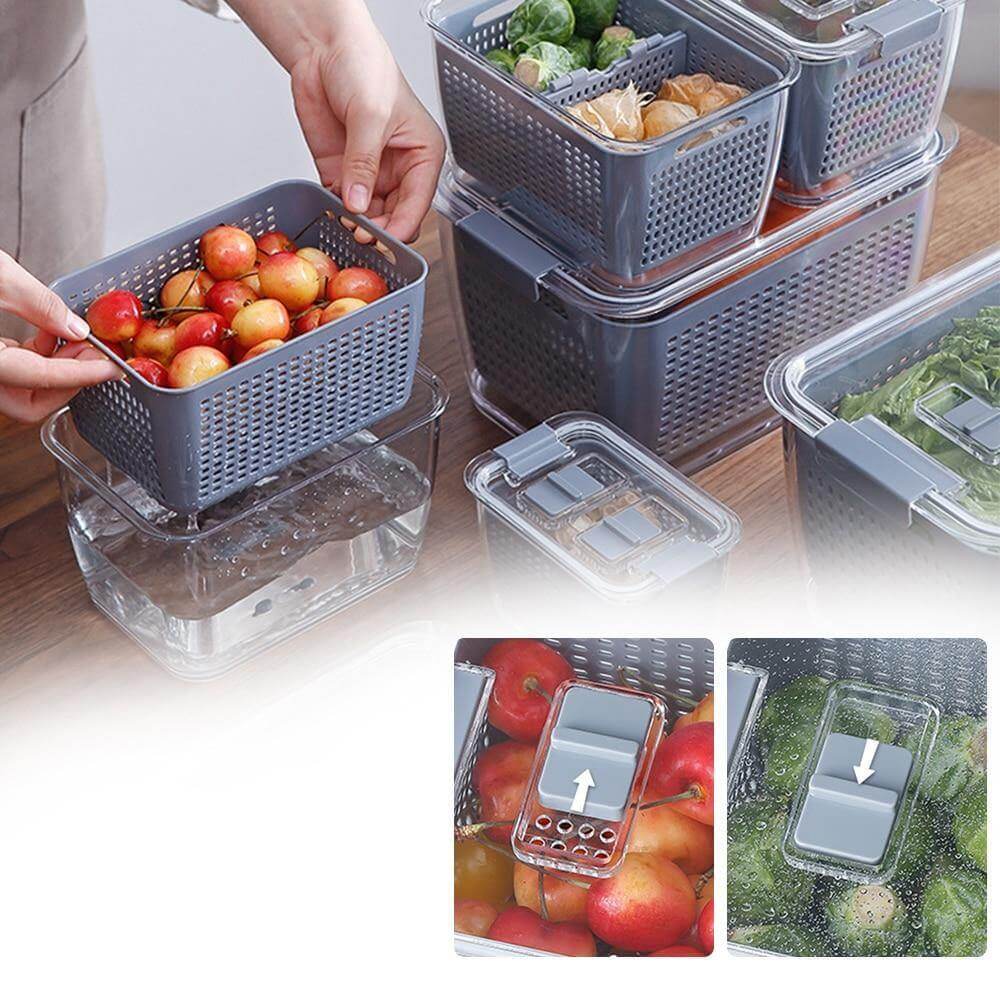 Maliben | Multifunctional Vegetable & Fruit Refrigerator Drainage Organizer Box with Lid