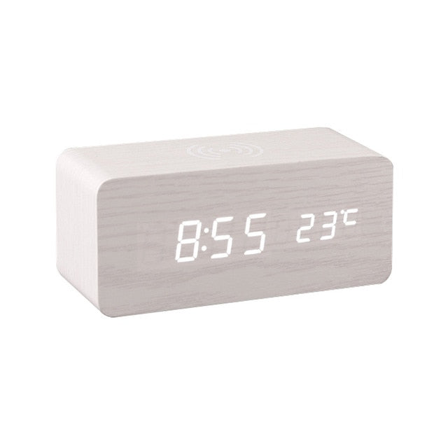 Maliben | Modern Wood Wireless Charging Clock