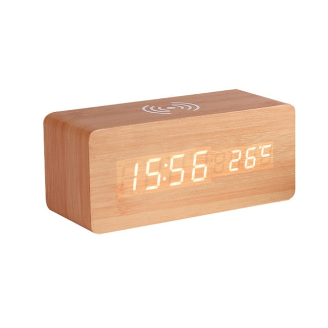 Maliben | Modern Wood Wireless Charging Clock