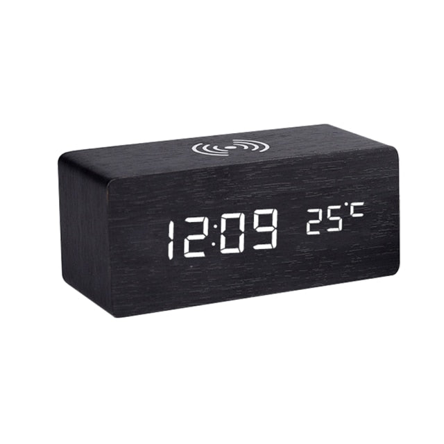 Maliben | Modern Wood Wireless Charging Clock