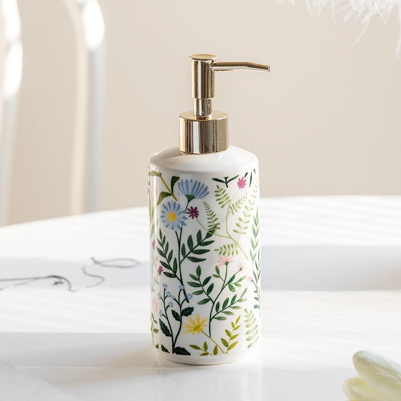 Maliben | Soap dispenser made of ceramic with floral design