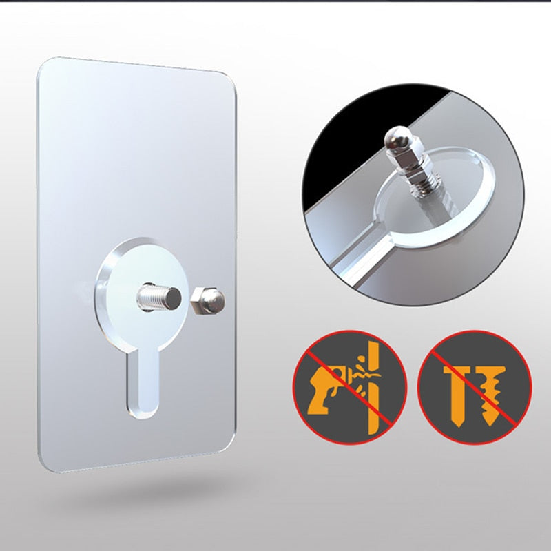 Maliben | 10 Pieces Heavy Duty Punch-Free Transparent Adhesive Hooks