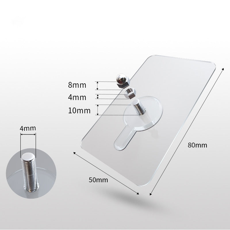 Maliben | 10 Pieces Heavy Duty Punch-Free Transparent Adhesive Hooks