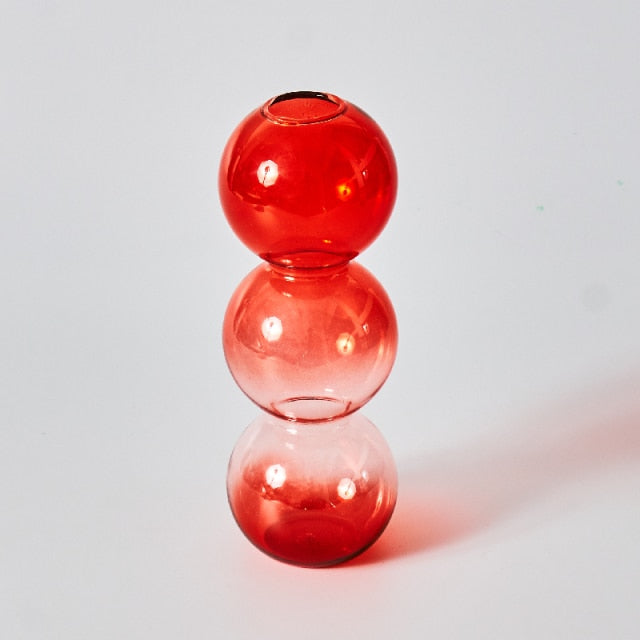 Maliben | Cherry Red Glass Stick Candle Holder & Vases