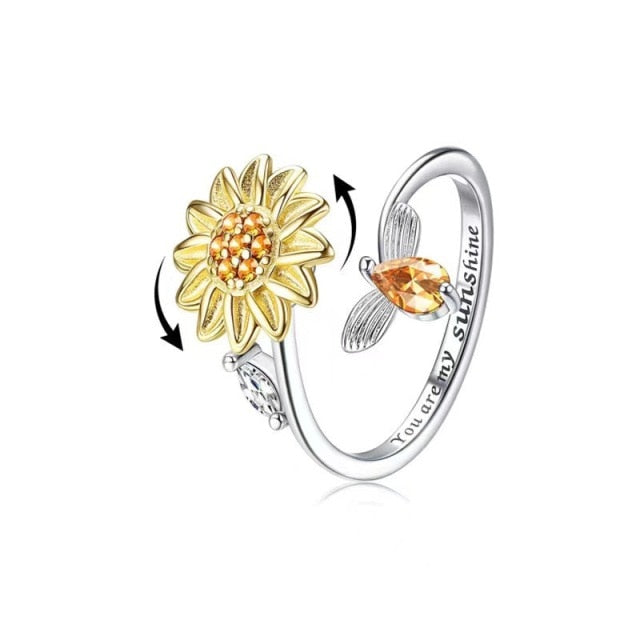 Maliben | Elegant Sunflower Sunshine Rotating Ring