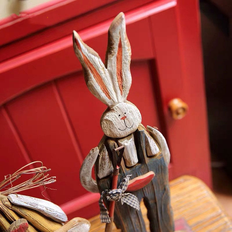 Maliben | Wood Retro Easter Bunny Outdoor Ornament