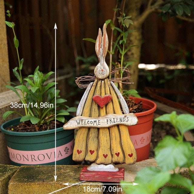Maliben | Wood Retro Easter Bunny Outdoor Ornament