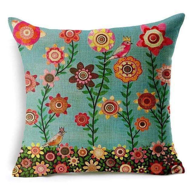 Maliben | Floral Animal Tree Of Life Bird Back Home Decorative Throw Pillow Cover