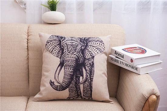 Maliben | Elegant Elephant Printed Decorative Pillow Cases