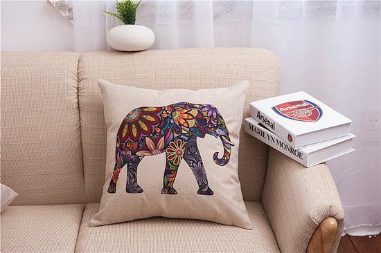 Maliben | Elegant Elephant Printed Decorative Pillow Cases