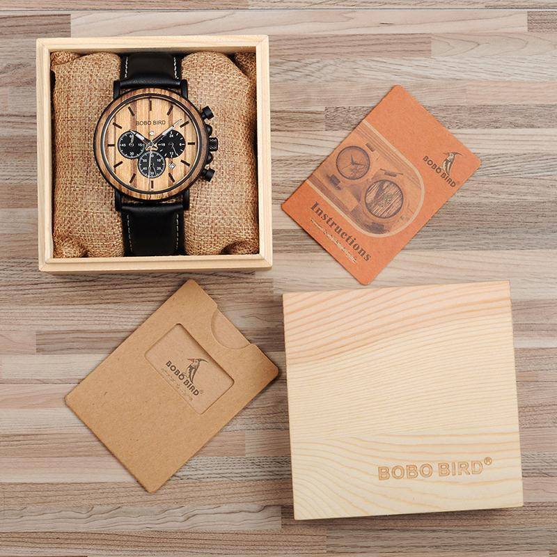 Maliben | Wood And Stainless Steel Wooden Watch W/ Luminous Hands Mens Quartz Wristwatch