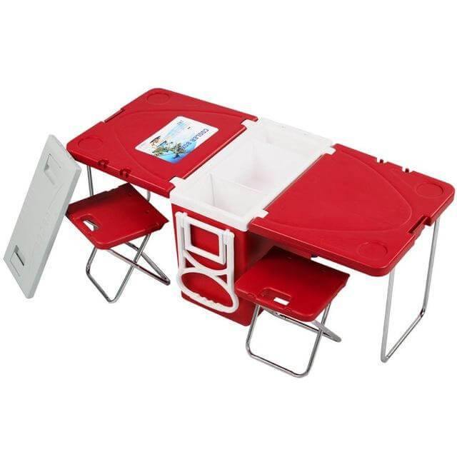 Maliben | Multi Function Foldable Rolling Cooler Box Picnic Camping Outdoor Furniture Set