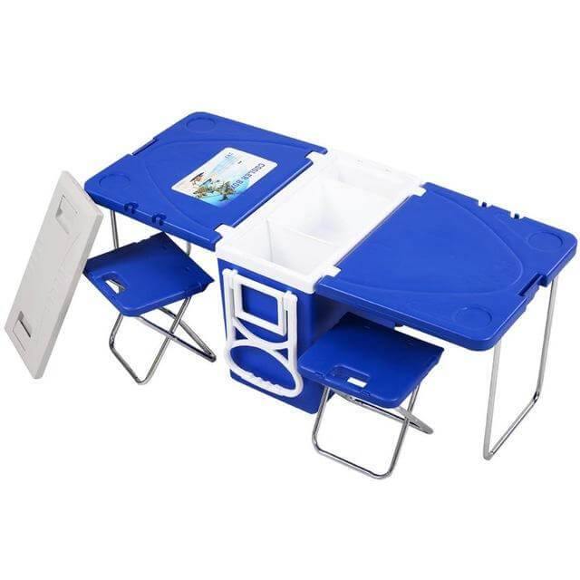 Maliben | Multi Function Foldable Rolling Cooler Box Picnic Camping Outdoor Furniture Set